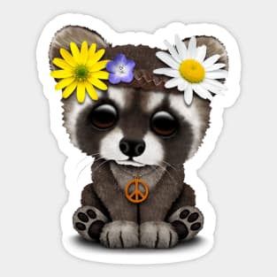 Cute Baby Raccoon Hippie Sticker